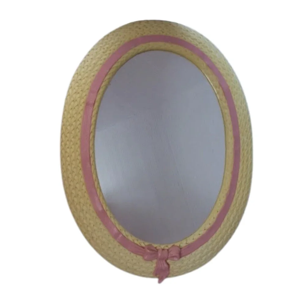 Vtg Homco Home Interiors Burwood White Pink Ribbon Mirror Hats Sconces 8pc Set